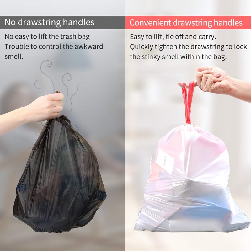 KONE Small Trash Bags, KONE 192 Count 4 Gallon Drawstring Extra Thick Garbage Bags Wastebasket Bin Liners Plastic Trash Bags for Bathroom, Bedroom, Office, Car, Kitchen, Home - Image 3